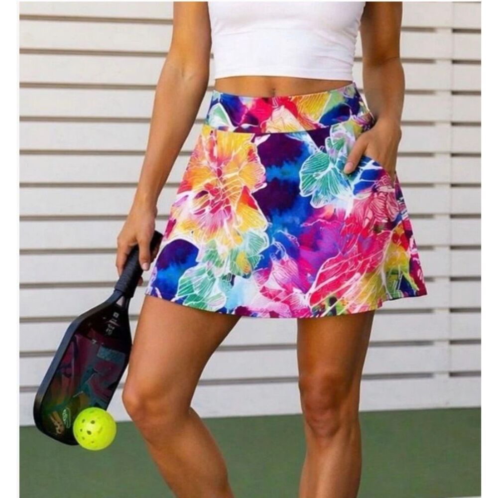 T by Talbots Activewear Pink Floral Print Skort size small Golf #900